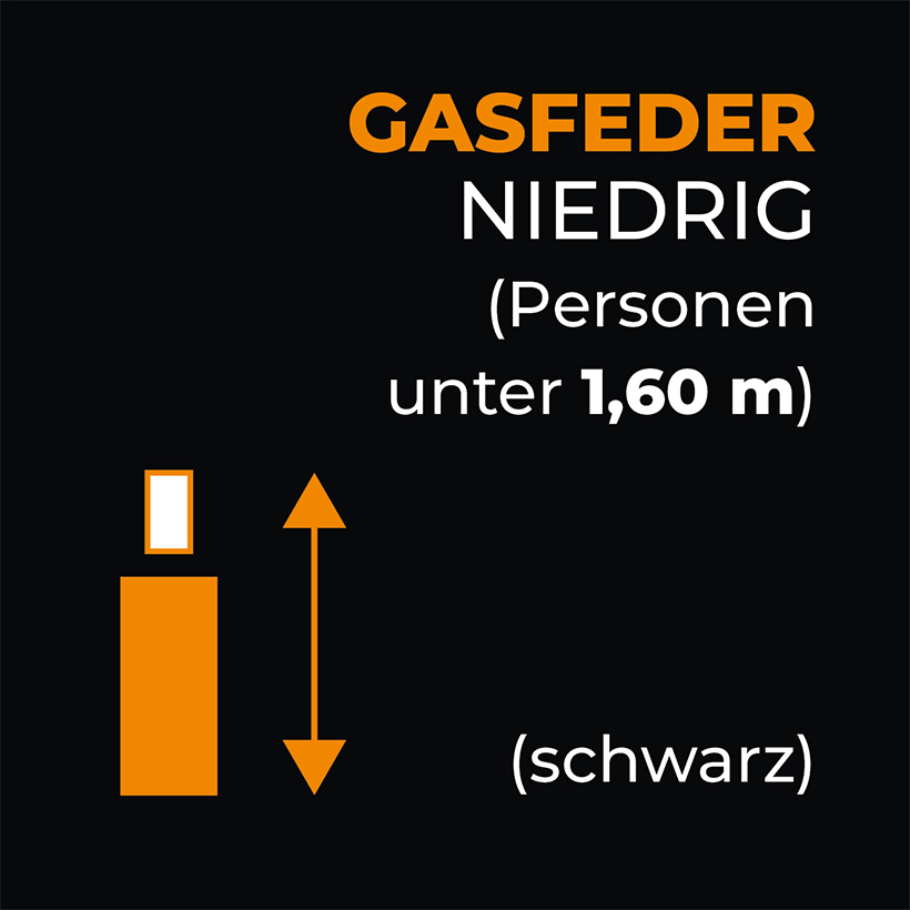 Gasfeder Schwarz Niedrig - Gasfeder für Bürostühle
